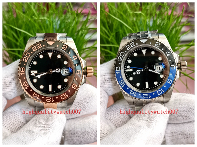 

Top High Quality Mens Automatic Eta 2813 Movement Watch Black Dial 40mm 116710 126710 18K Rose Gold Stainless Steel bracelet world time men watches