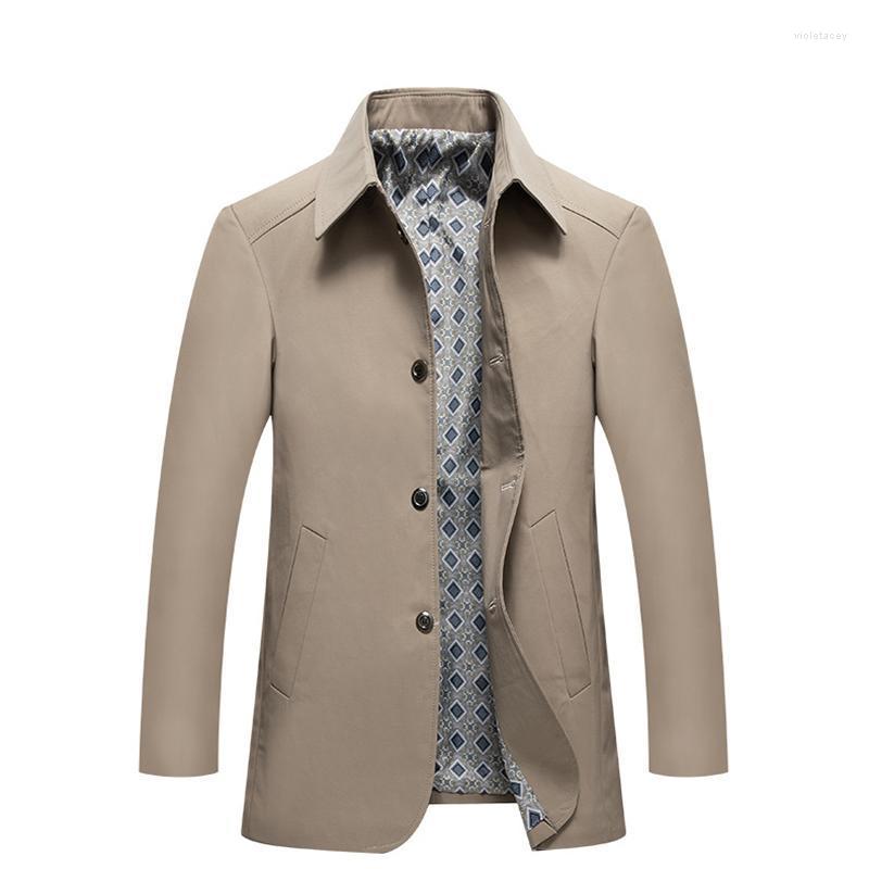 

Men's Trench Coats Spring Autumn Coat Men Business Casual Khaki Jacket Single Breasted Windbreaker Simple Classic Outwear Viol22