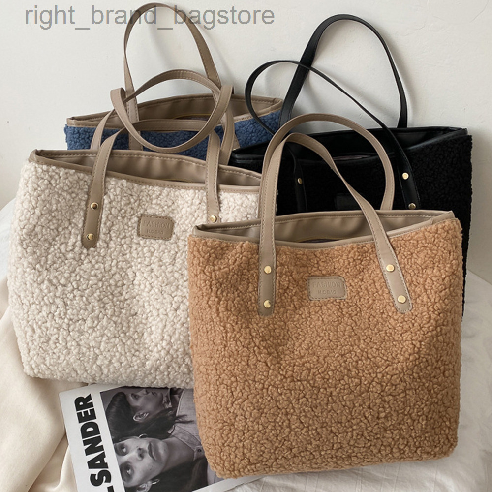 

Designer Winter Faux Fur Shoulder Bag Fashion Lambswool Tote Women Handbag Warm Plush Shopper Bags for Women 2021 Fluffy Purse W220813, Blue