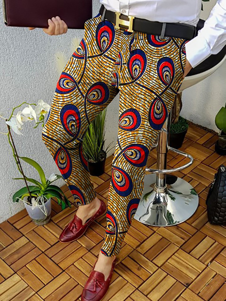 

Straight Spring Print Retro Long Pattern Pants Men Casual Business Mid Waist Zipper Suit Trousers Mens Autumn Fashion Streetwear 220610 KVTU, 09 print