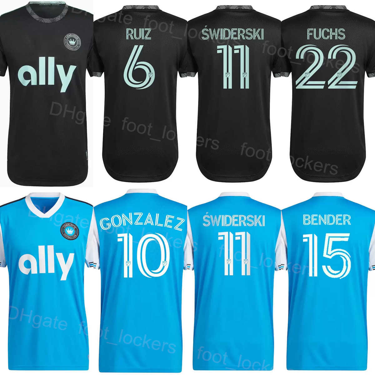 

MLS Club FC Charlotte 15 BENDER Soccer Jersey 10 ORTIZ 8 ALCIVAR 9 SHINYASHIKI 4 CORUJO 1 KAHLINA 24 LINDSEY 13 BRONICO 11 SWIDERSKI 22 FUCHS Football Shirt Kits Sport, Blue