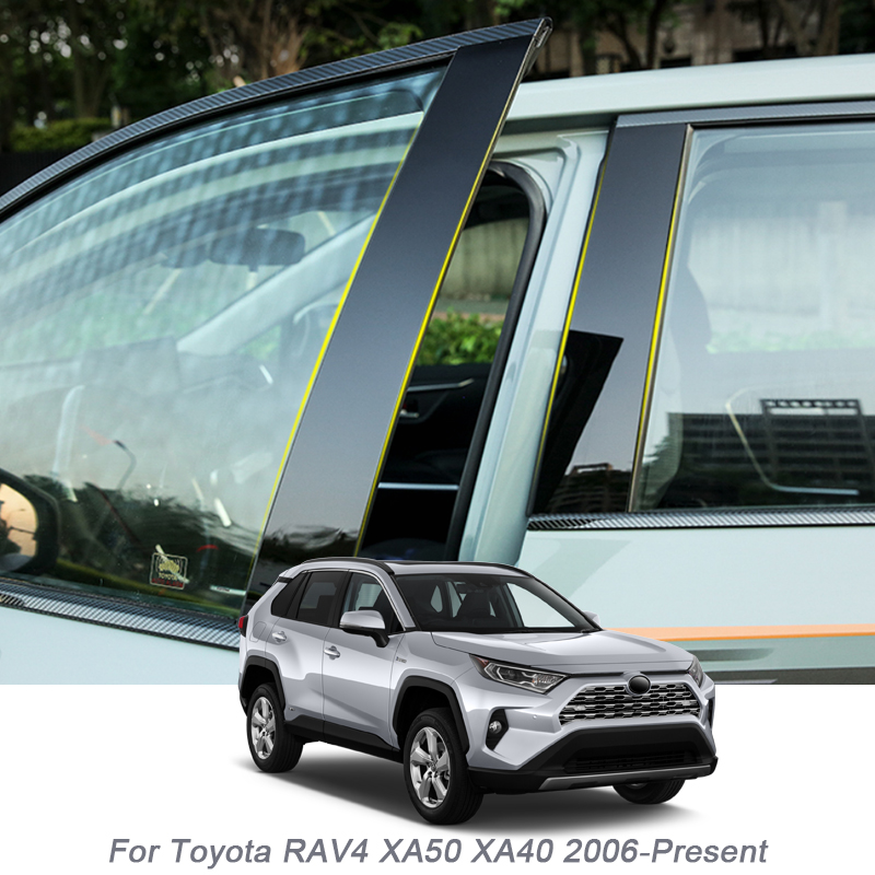 

6PCS Car Window Center Pillar Sticker PVC Trim Anti-Scratch Film For Toyota RAV4 XA50 XA40 2006-Present External Accessories, 06-12