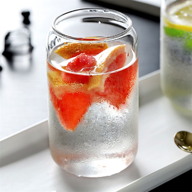 

Sublimation 16oz Glass Can With Bamboo Lid Reusable Straw Beer Can Transparent Frosted Glass Tumbler Soda Can Cup 608 D3, As show