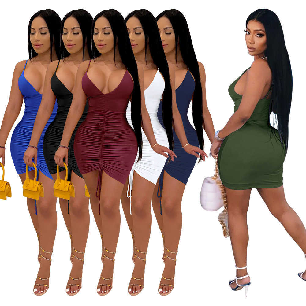 

Women' sexy suspender dress fashions summer buttock drawstring skirt casual halter dresses for, Royal blue