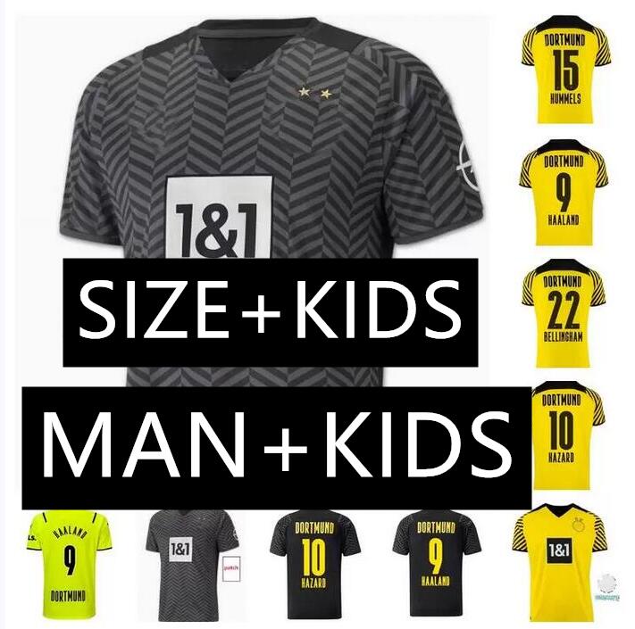 

MAN + KIDS 21 22 Dortmund Borussia REUS Guerreiro Jerseys SOCCER 2021 2022 Blackout SANCHO HUMMELS HAALAND sport BRANDT football shirt SIZE S-4XL