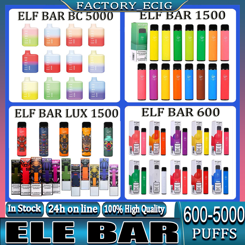 

Elf Bar lux 1500 600 Puffs Disposable Electronic Cigarettes Device Vape Pod 850mAh Battery disposables 2% and 5% Strength available geek BC 5000 Puff