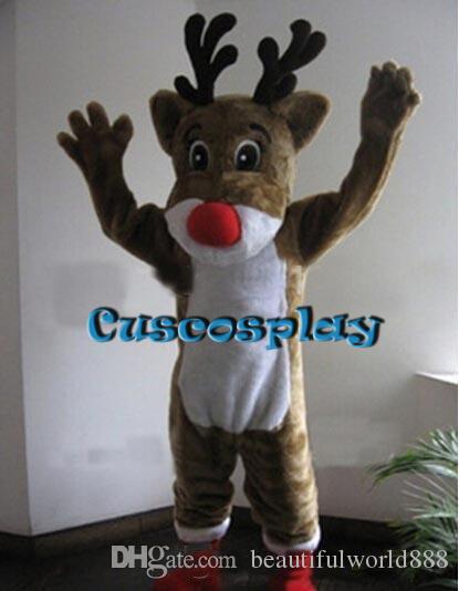 

Mascot doll costume Adult Plush Rudolph Reindeer Deer cartoon Mascot Costume Christmas party Fancy Dress Halloween Mascot Costume for sale, Default color