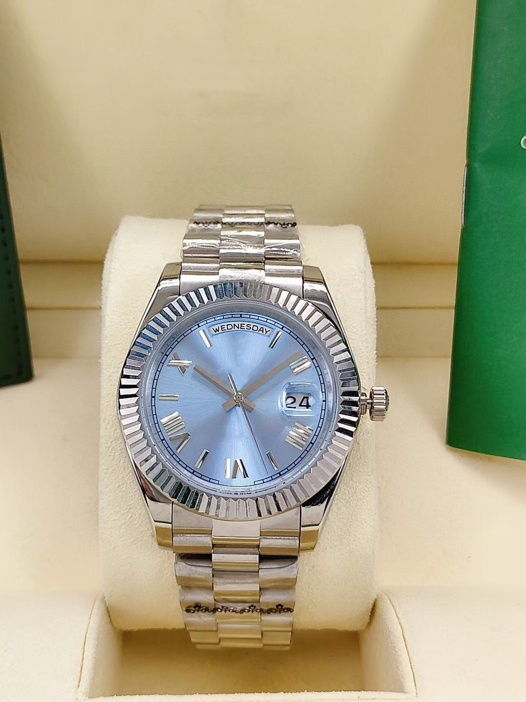 High Quality Men Mechanical Movement Watch Diamond Iced Out Stainless Steel Mens Automatic Watches Fashion Waterproof Men's Wristwatches Man