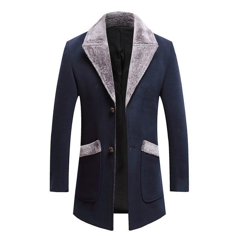 

Men's Trench Coats Men Winter Long Jackets Wool Blends Good Quality Male Slim Fit Overcoats Autumn Size 5XLMen's, Black