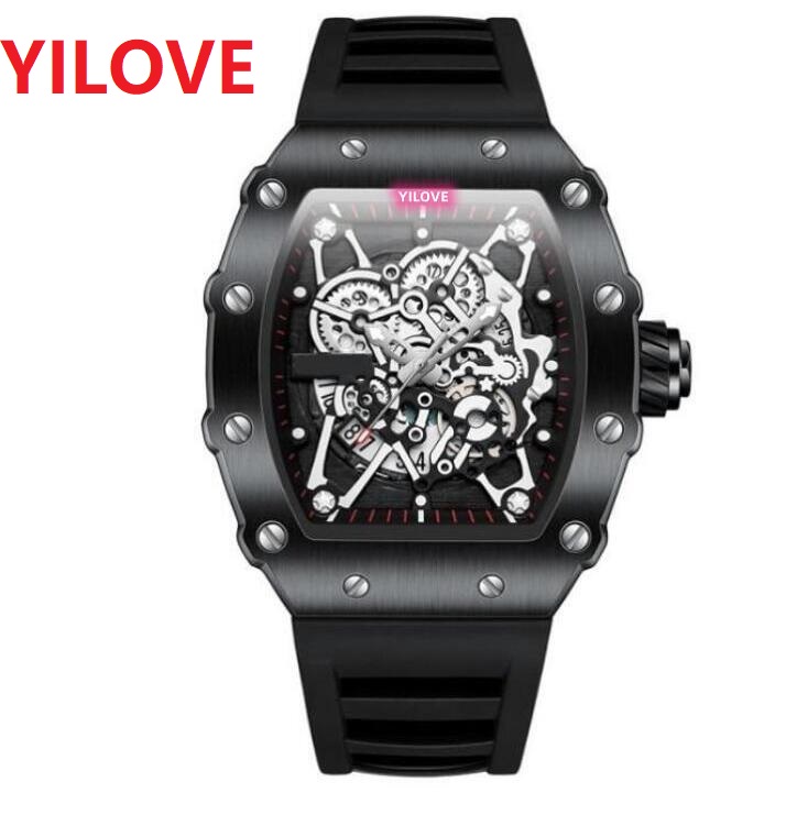 

Wholesale Mens Skull Ghost Skeleton Watches 43mm Classic Design Men Quartz Movement Sports Wristwatch Gift Clock Comfortable Rubber Strap Orologio, As pic