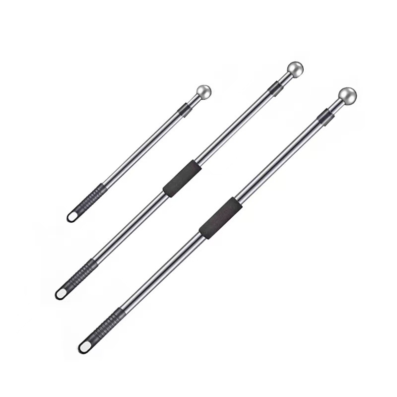 4M stainless steel telescopic Banner Flags hand-shaking flagpole outdoor sports meeting hand shaking guide hand-held flagpole-image-760660366