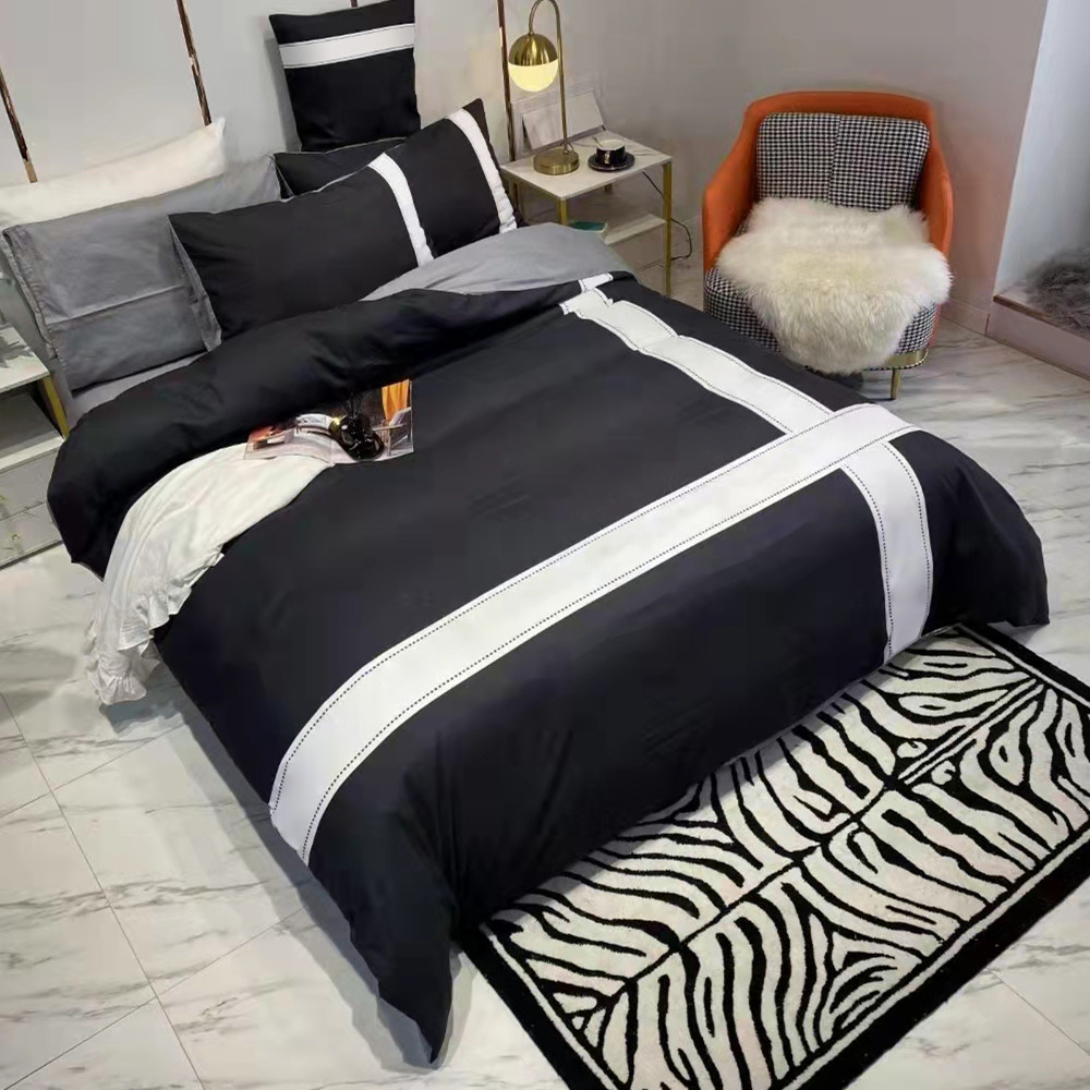 Cotton Bedding Sets 4 pcs Designer Geometric Comfortable Bedclothes Pillow Case Sheet Adult Soft King Size Comforter Cover-image-756839342