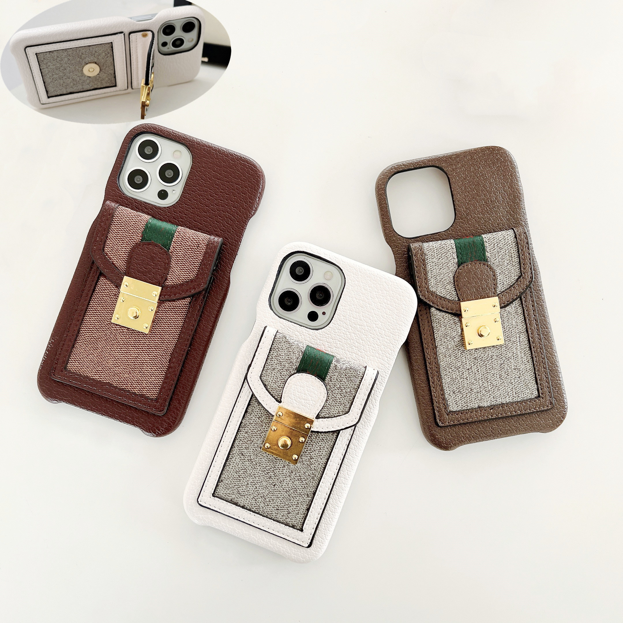 

Designer Wallet Phone Cases For iPhone 13 ProMax i 12 Pro 11 Shell Fashion Luxury Brand Card Holder Credit Pocket Coin Purse Flower Bag Shockproof Protective Cover, With lanyard