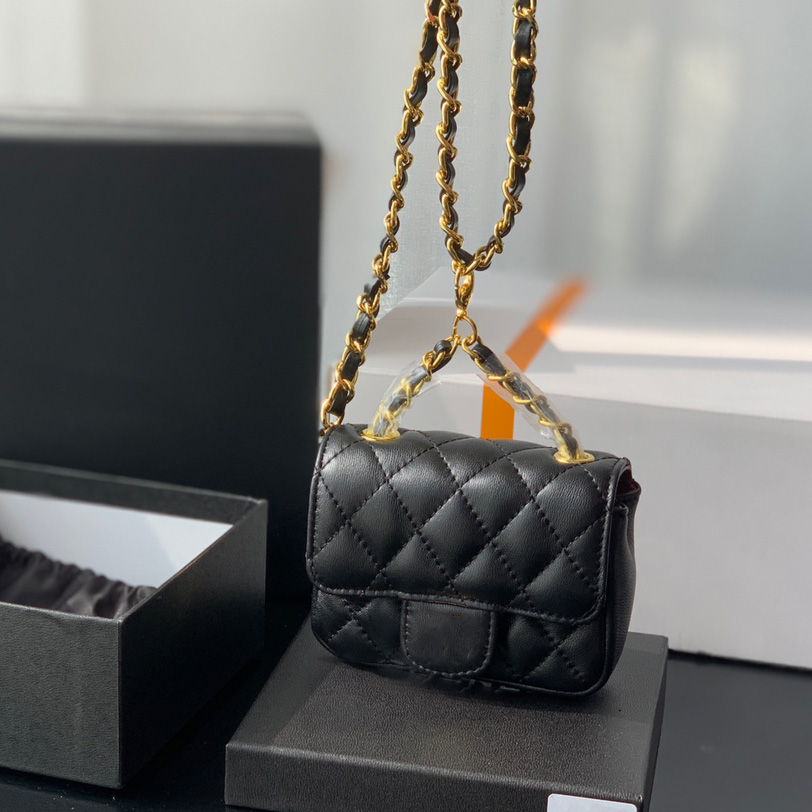 

2022Ss F/W Vintage France Womens Classic Mini Flap Quilted Bags Caviar Fanny Packs Belt Purse Gold Matelasse Chain Crossbody Shoulder Tiny Cosmetic Case Handbags 11C, Black