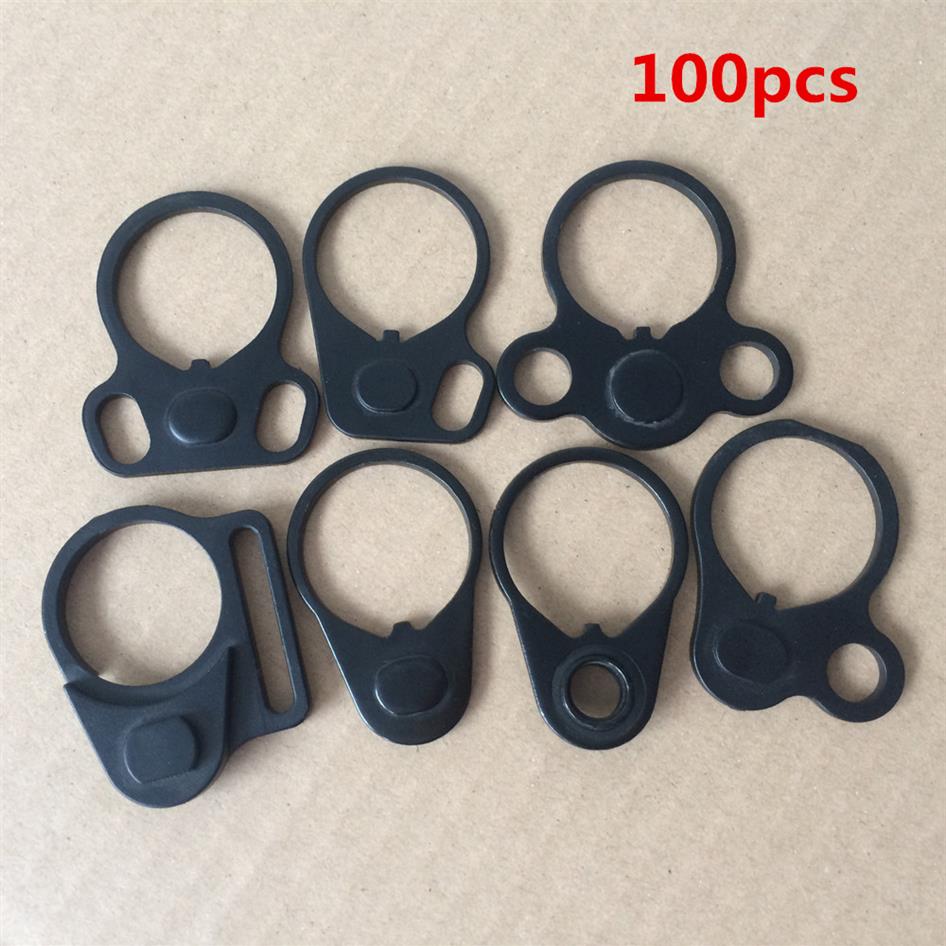 

100pcs AR15 100pcs Dual loop Sling mount Adapter End Plate Mount for Ar 15 Stock Buffer Tube Sling Swivel255p, Black