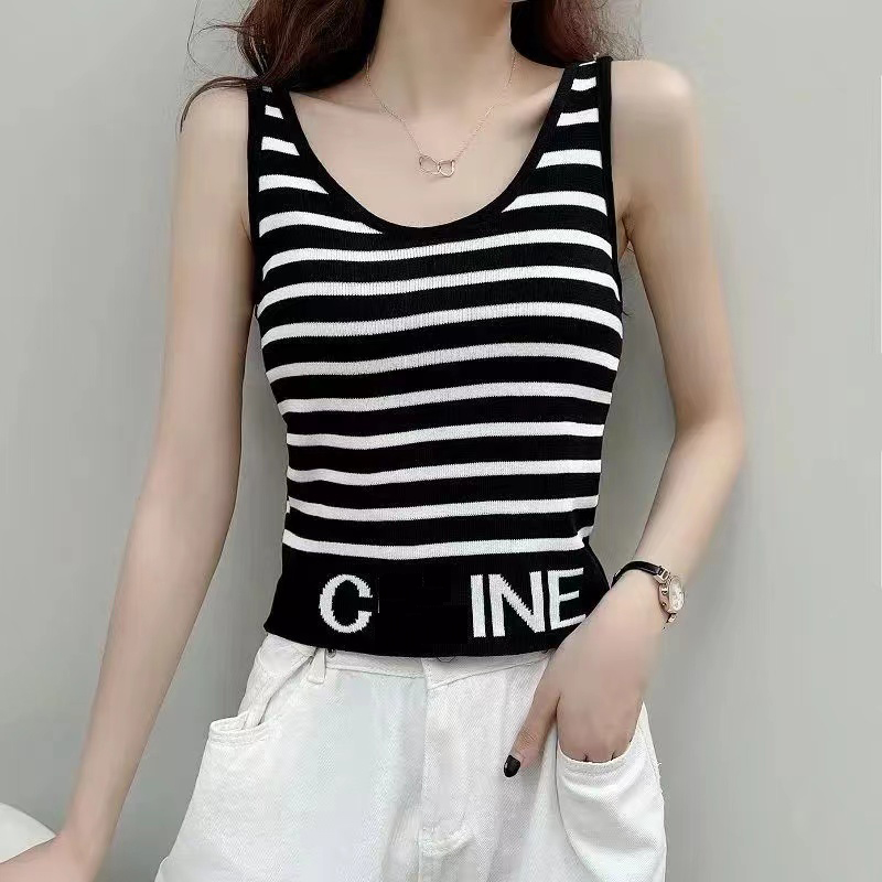 

The latest summer design PRD Women Plus Size T-Shirt fashion trend sexy hollow embroidery letters loose super cool wide shoulder strap vest99, White