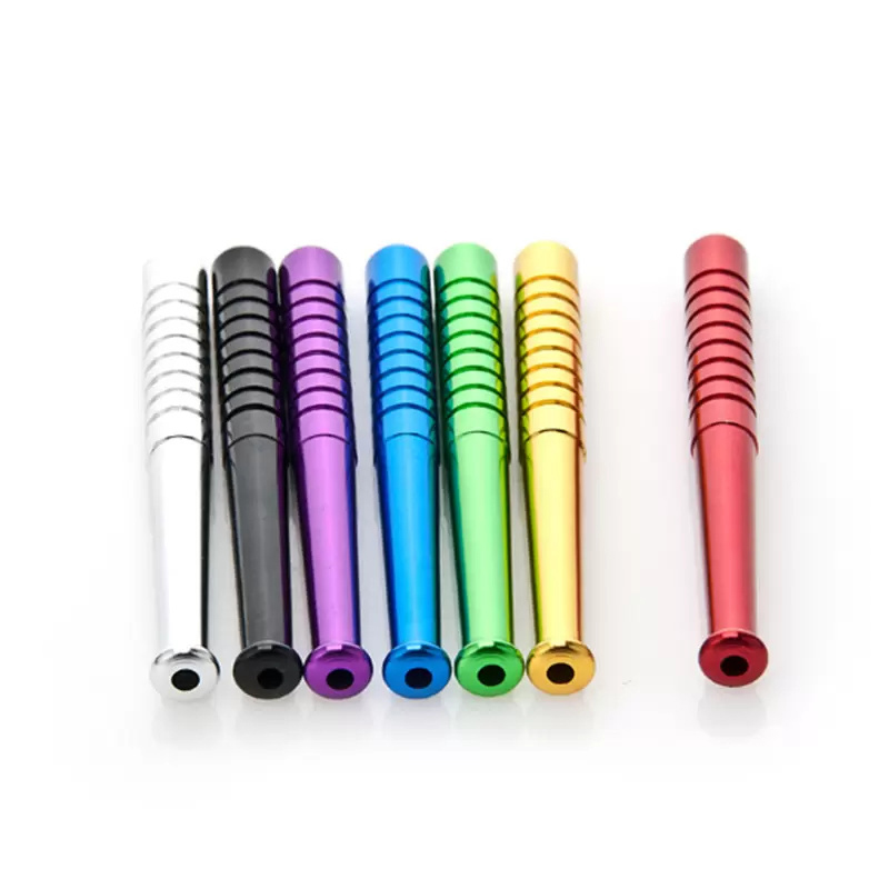

Cigarette Shape Smoking Pipes Aluminium Alloy Metal Pipes 100pcs/Box 78mm 55mm Length One Hitter Tobacco Pipes For Smoking