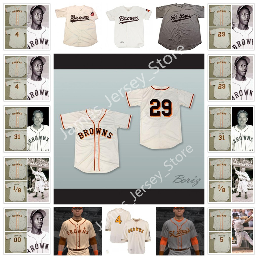 

Custom Baseball 1950's Retro Jersey 4 ROGERS HORNSBY 5 ALBERT PUJOLS 1/8 EDDIE GAEDEL 29 SATCHEL PAIGE 31 DIZZY DEAN MITCHELL & NESS Majestic Cooperstown Throwback, 1953 grey