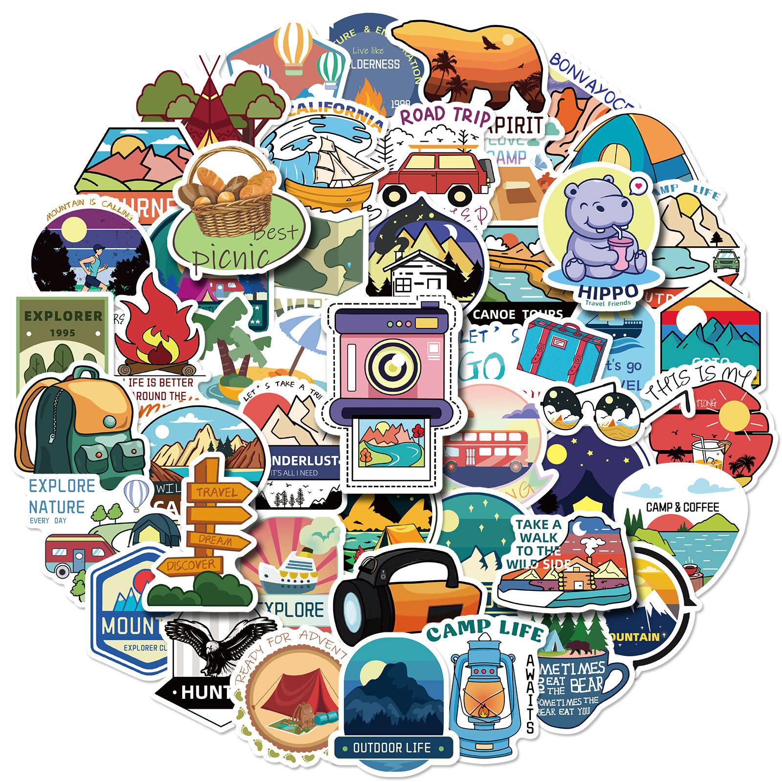 

50PCS Skateboard Stickers outdoor picnic For balance Car Baby Scrapbooking Pencil Case Diary Phone Laptop Planner Decoration Book Album Kids Toys Decals, Multi colors