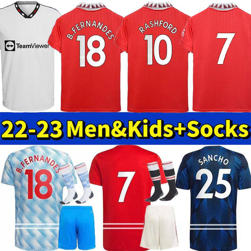 

21 22 23 UTD Soccer Jerseys MANCHESTER BRUNO FERNANDES SANCHO McTominay RASHFORD GREENWOOD POGBA LINGARD POGBA CAVANI football shirt men kids kit set 2022, Colour 14