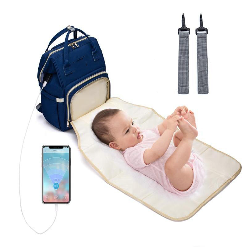 Mode bébé sacs à couches sac maman lit couche enfant fourre-tout fermeture éclair rose noir multi-fonction solide humide sec avec USB empileurs m