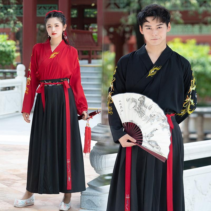 

Ethnic Clothing Adult Men Women Ancient Chinese Hanfu Unisex Oriental Swordsman Folk Dance Festival Stage Performance Outfits Cosplay Costum