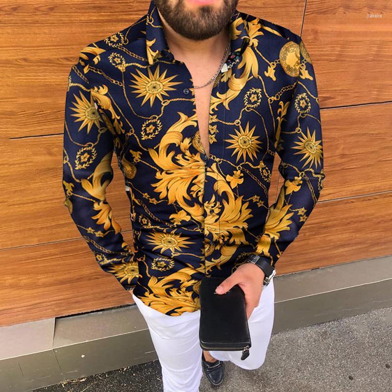 

Men's Casual Shirts Fashion Printed Shirt England Business Style 2022 British Retro Print Long-sleeved Tops Mens Clothing, Ml01