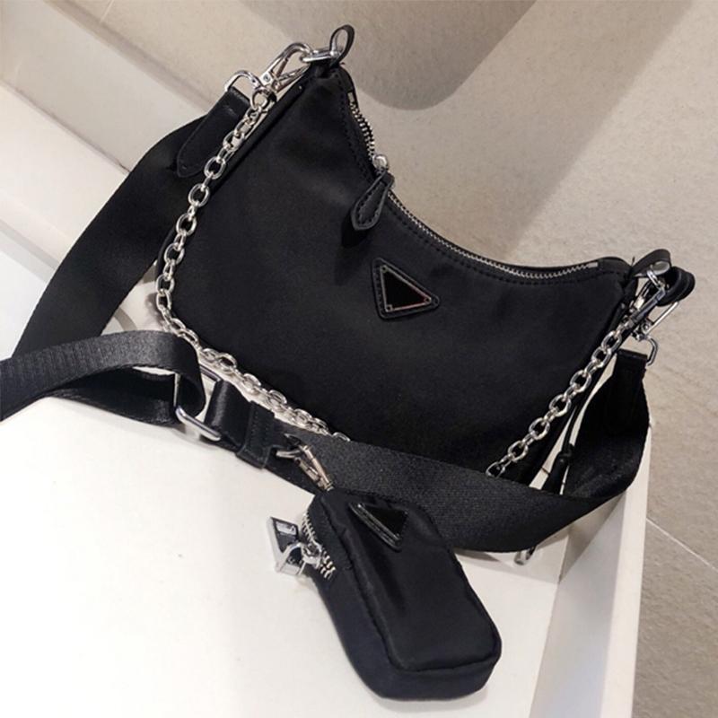

Black Nylon Shoulder Messenger Bag for Women 2022 Handbag Hobo Designer With Mini Pocket Luxury Brand Female Crossbody Bag