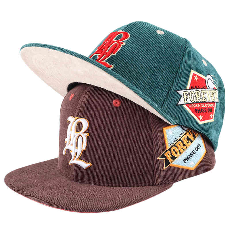 

custom mens embroidery 5 panel snapback corduroy caps hats