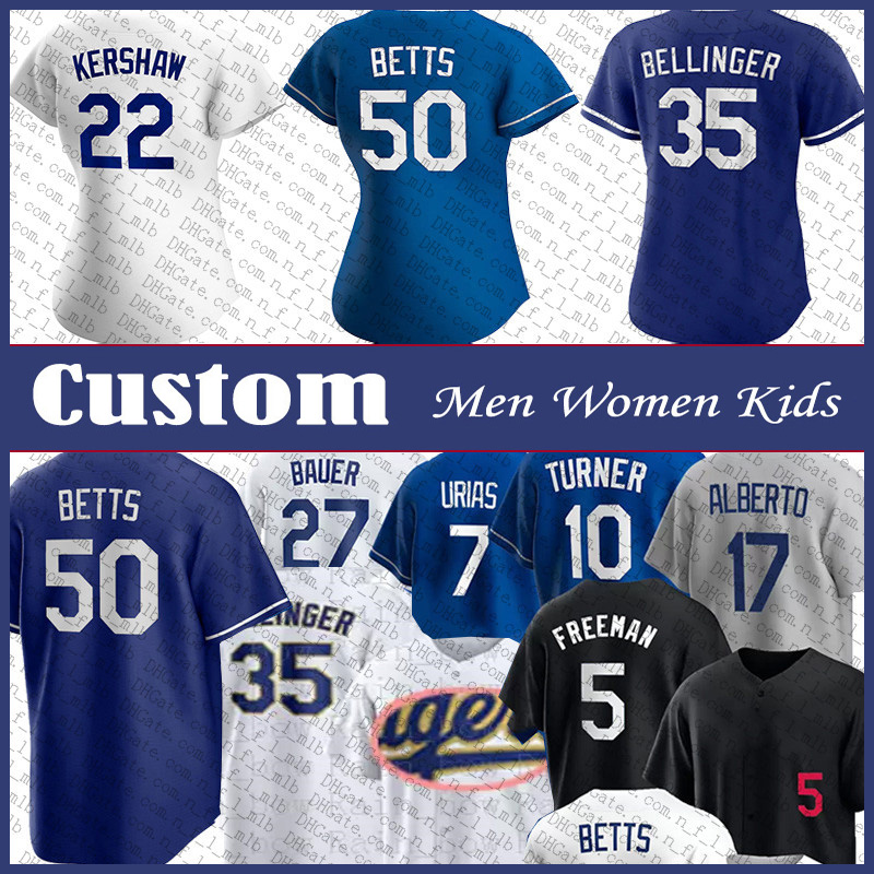 

Mookie Betts Clayton Kershaw Custom Dodgers Baseball Jersey Men Women Kids Cody Bellinger Freddie Freeman Justin Trea Turner Max Muncy Craig Kimbrel Andrew Heaney, Shown