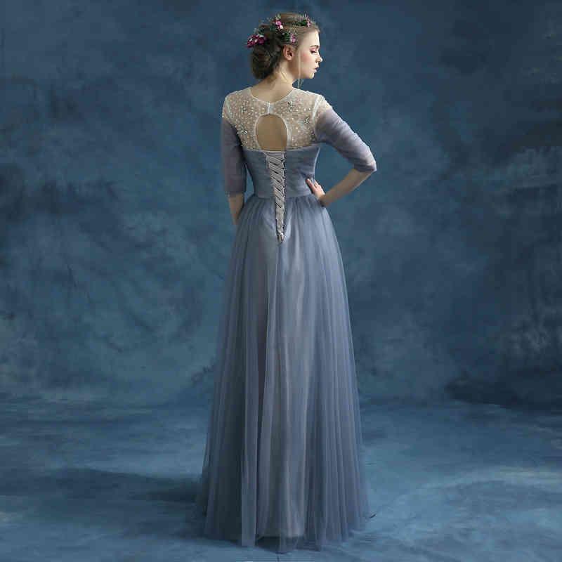 

Round Neck Junior Bridesmaid Dresses Medium Sleeve Diamond Lace Appliques Backless Floor Length Satin Custom Made Cheap Prom Dress Formal Party Wear, Burgundy