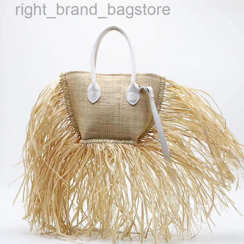 

Women Bags Designer Tassel Beach Bags for Women 2022 Bohemian Raffia Straw Bag Handbags Summer Woven Rattan Shoulder Bag Tote W220813, White