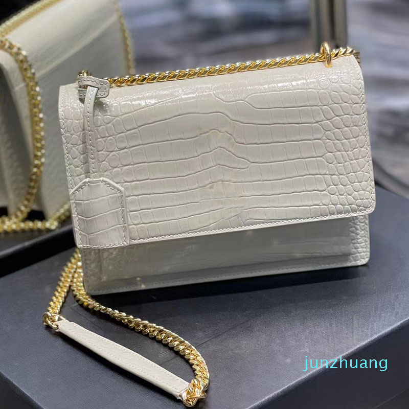 

Designer Chain Shoulder Bag Flap Messenger Bags Women Handbag Cross Body Purse Classic Crocodile Print Tassel Bags Hardware Letters Cowhide, Just box