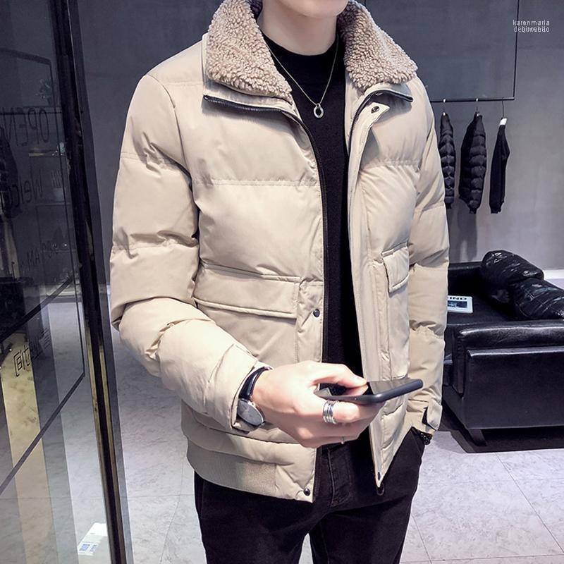 

Men's Down & Parkas 2022 Winter Coat Fashion Cotton Thickening Korean Style Youth Casual Clothing DD6MF1 Kare22, Black