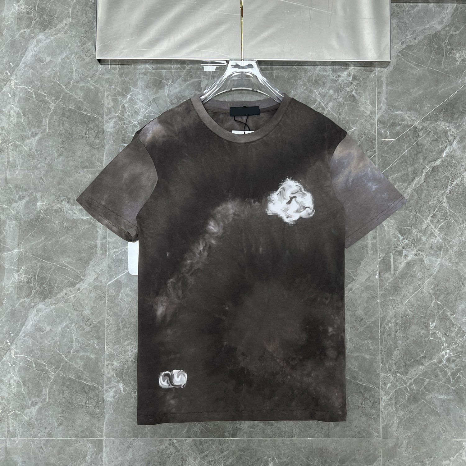 

Designer T shirts Spring and summer new cross tie dyeing used enzyme washed short sleeves for men and women Casual 100% Pure Cotton Tops quality size s-xxl, Grey