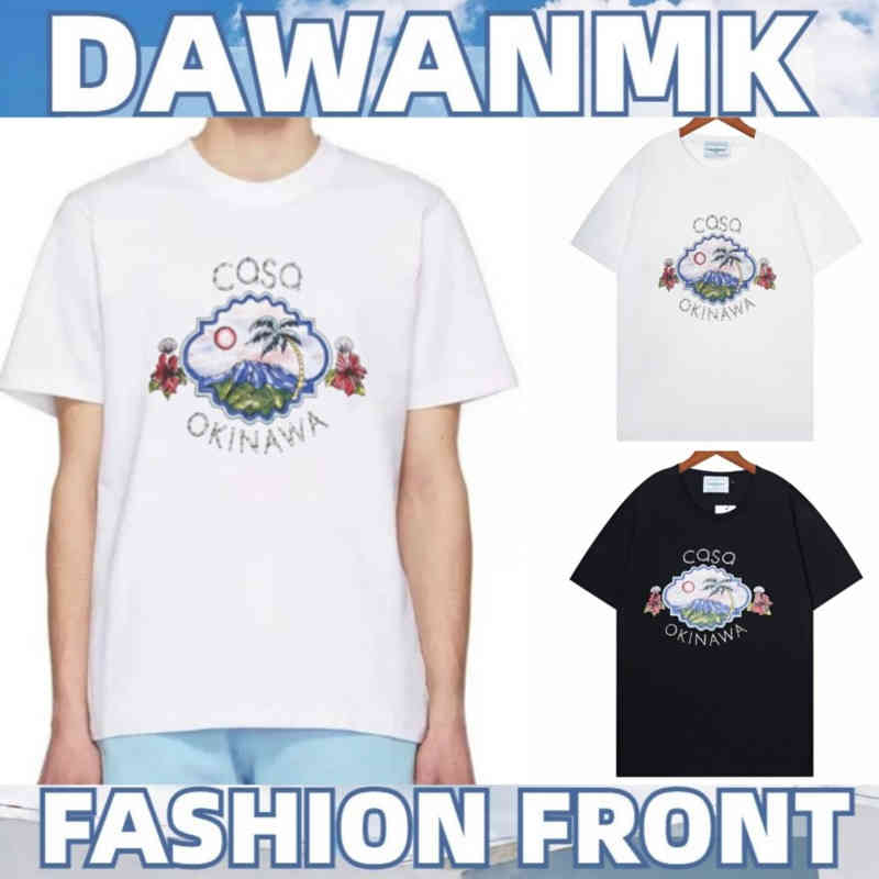 

CQSQ designer t shirt tide brand Casablanca short-sleeved T-shirt printing round neck sweatshirt high quality summer cotton men' and women' tops, Hs-d363 white