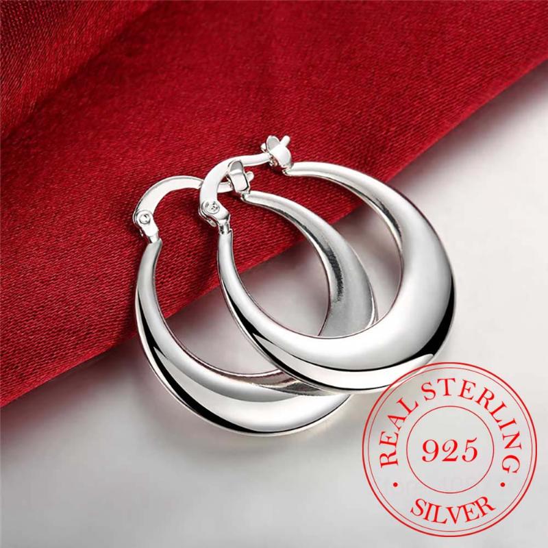 

Hoop & Huggie Cute Crescent Moon Round Creole Earrings For Women 925 Sterling Silver Statement Fine Jewelry Brincos Female GiftsHoop