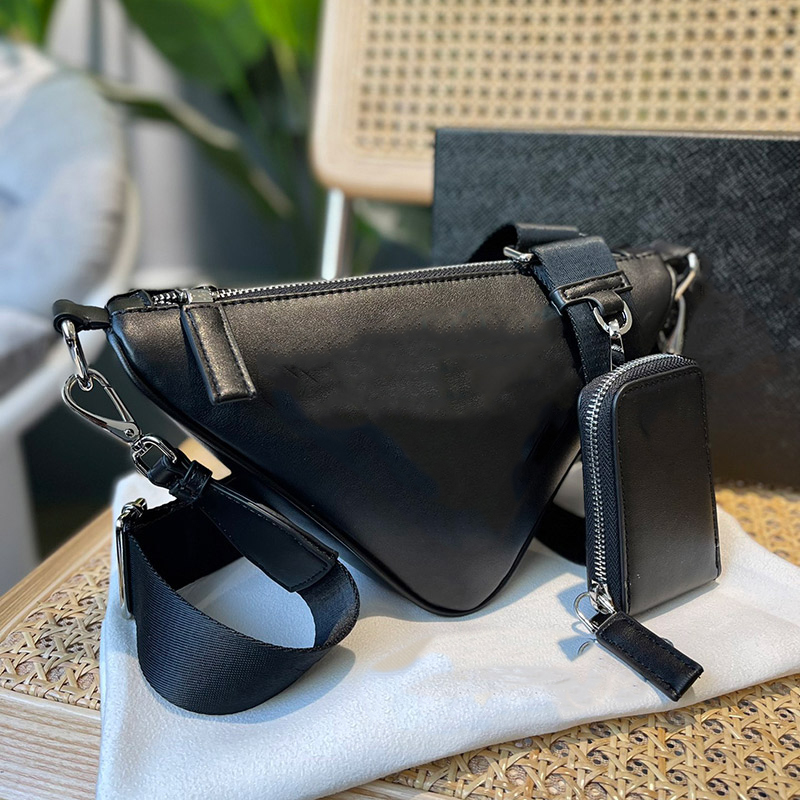 

Men Shoulder Bags Fashion Triangle Handbag Women Leather Mini Coin Case Wallets 2 Pcs Sets Purse Luxury Designer Crossbody Bag, Increase freight