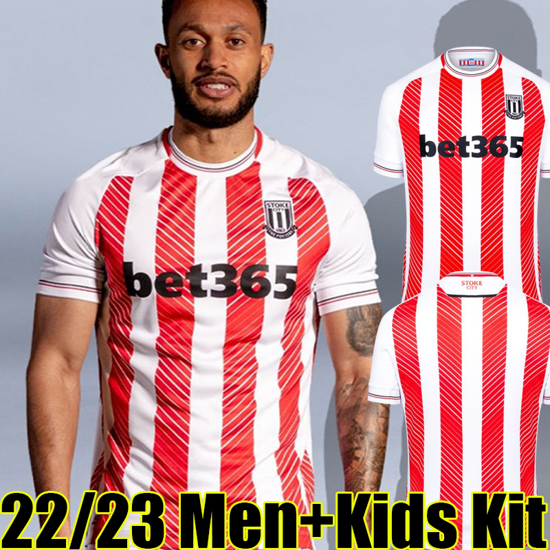 

22/23 Stoke City soccer jerseys MIKEL FLETCHER POWELL CAMBELL 2022 2023 Home red white football shirts SMITH BROWN CLUCAS FOX ALLEN Baker Men Kids Kits uniform, 21-22 home kids kit