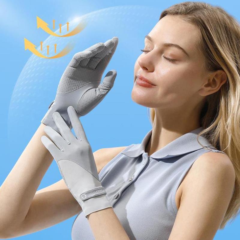 

Bandanas 1 Pair Silk Sunscreen Gloves Outdoor Riding Non-slip Lightweight Breathable Uv Protective -feeling Summer