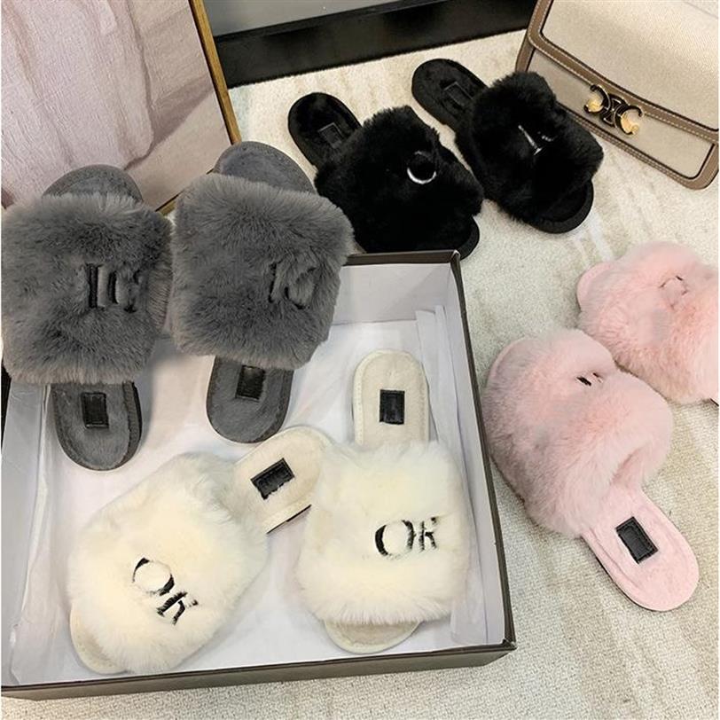 

Luxurys Designers Women Slides Winter Fluffy Furry Slippers Warm Comfortable Fuzzy Girl Flip Flops Slippers Size 36-42284a