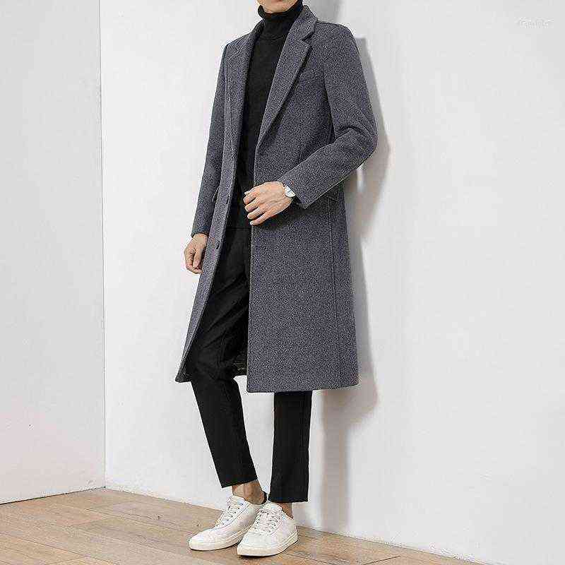 

Men's Wool & Blends Men Winter Loose Coat Oversize Mens Long Sleeve Gray Woolen Blend Cotton Business Windbreaker Overcoat 4xl Fran22 T220810, Black-thick
