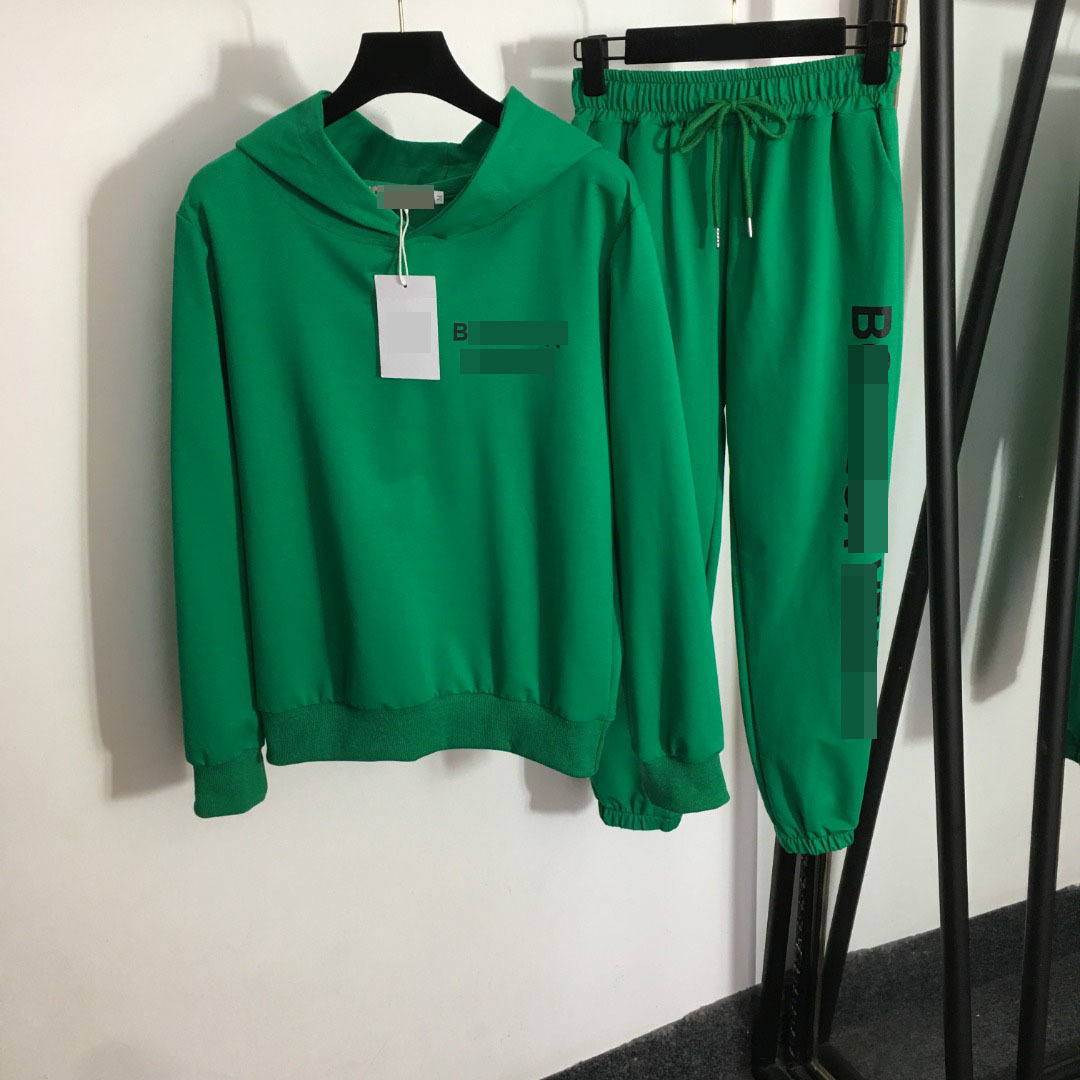 

718 2022 Autumn Summer Brand Same Style Long Pants Hooded Black Two PIeces Sets High Quality Women's Two Piece Polyester MEIYI, Green