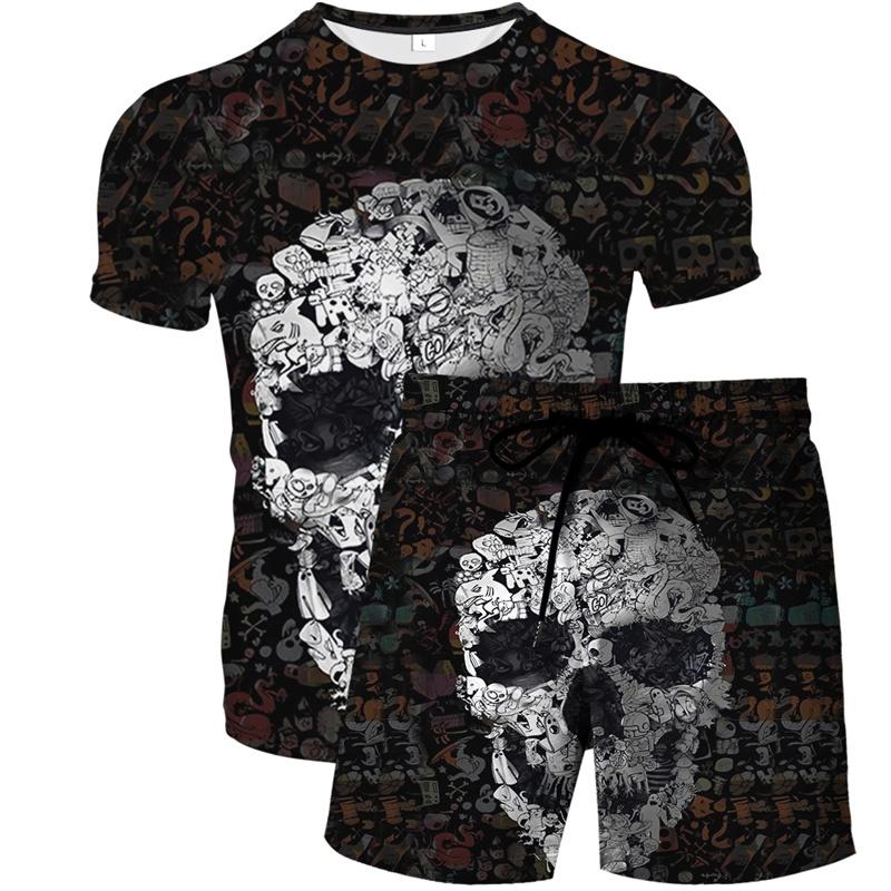 

Men's Tracksuits Men Two Piece Set Harajuku Tshirt And Short Causal T-shirts Shorts Male Jogger Outfit Sleeve Suit XXL-5XLMen's