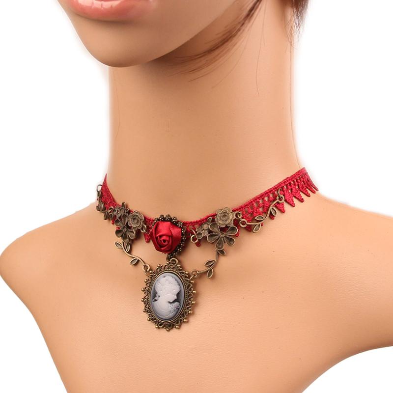

Chokers Gothic Lolita Black Lace Short Chain Choker Sexy Tassels Necklace Hollow Out Big Rose Flower Punk Handmade Wedding Jewelry Gift