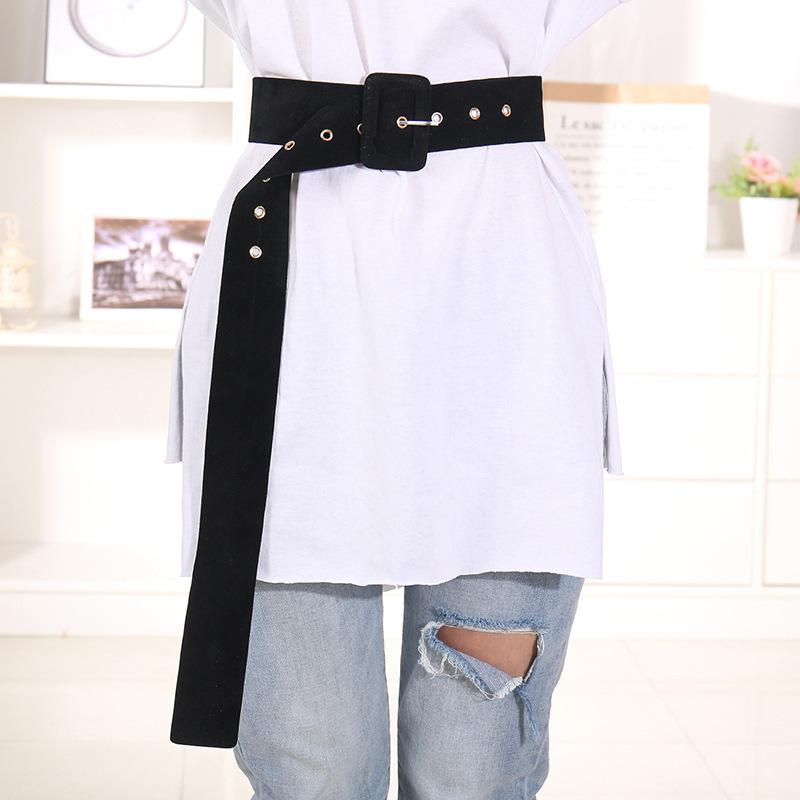 

Belts Suede Extra Long For Women Waistbands Belt Dress Fannel Coat Soft, Black