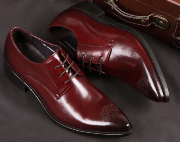 

Designer-Top end Men leather dress shoes waxed cow leather printed flora pointed toe Exclusive store quality, Black
