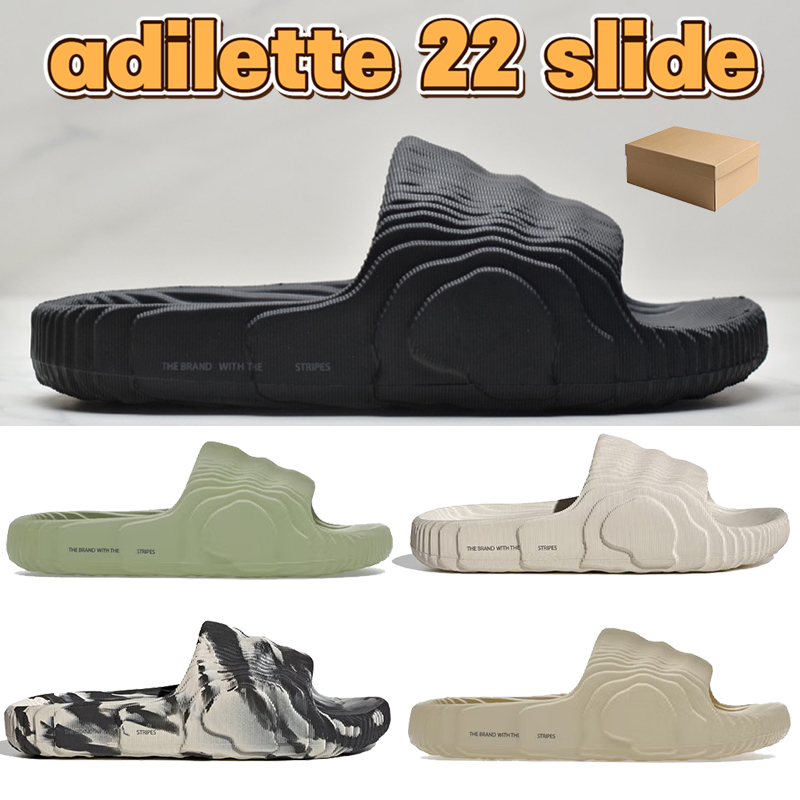 

2022 Luxury slippers adilette 22 slide beach designer sandals platform men women shoes with box black bone white Magic Lime St Desert Sand flip flops sandal Sneaker, Black grey