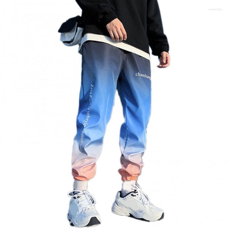 

Men's Pants 70% Men Autumn Winter Gradient Color Letters Print Harem Ankle Tied TrousersMen's Naom22, White grey