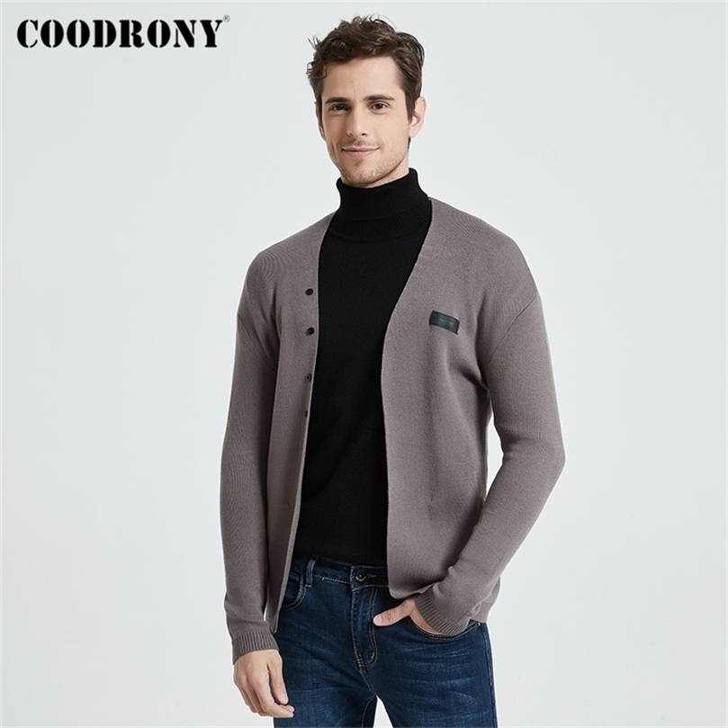 

COODRONY Brand Fashion Casual Knitwear Soft Warm Cardigan Men Clothing Autumn Winter Arrivals Sweater Coat Pockets B11 201202, Khaki